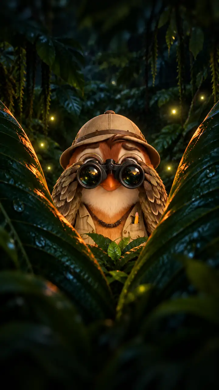 Professor Finch watching through his binoculars